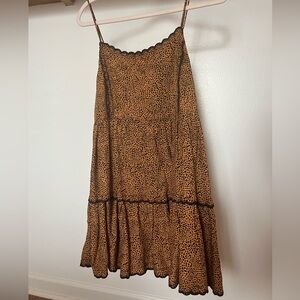 Urban Outfitters Hannah Scallop Cheetah Babydoll Dress